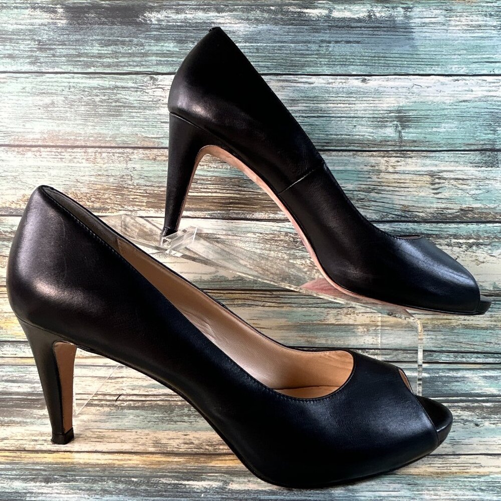 Cole Haan Pumps Womens Size 10B Black Leather Open Toe Dress Work Shoes Heels - Picture 3 of 14